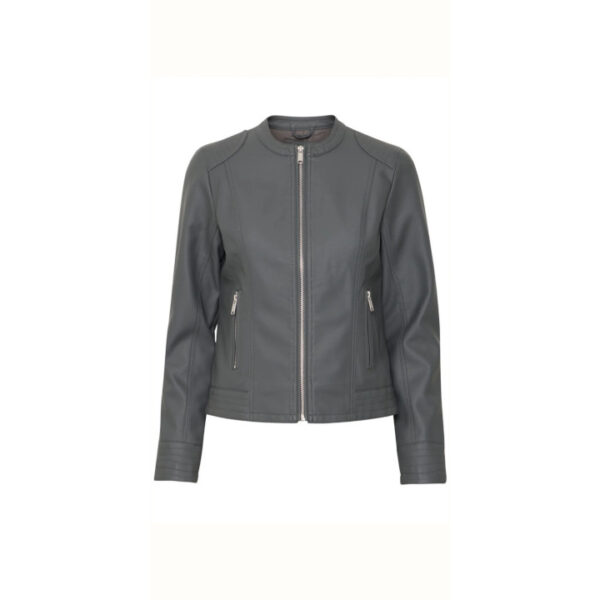 Acom Faux Leather Jacket, Asphalt Grey - b.young - Image 5