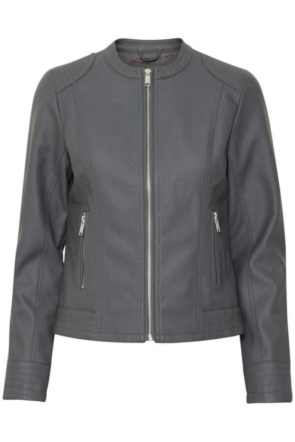 Acom Faux Leather Jacket, Asphalt Grey - b.young - Image 4