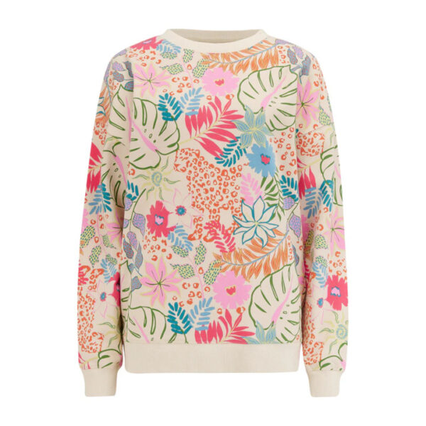 Eadie Relaxed Sweatshirt, Offwhite/ Jungle Print - Sugarhill Brighton - Image 2