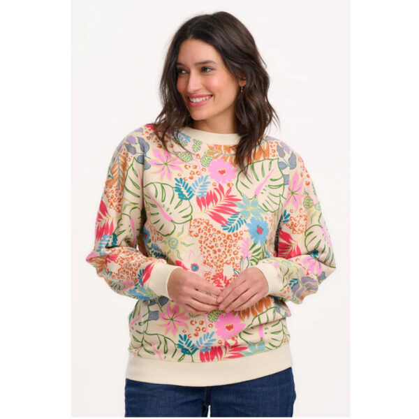 Eadie Relaxed Sweatshirt, Offwhite/ Jungle Print - Sugarhill Brighton - Image 5