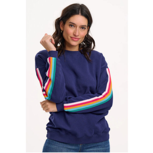 Noah Sweatshirt - Navy, Rainbow Trim - Sugarhill Brighton