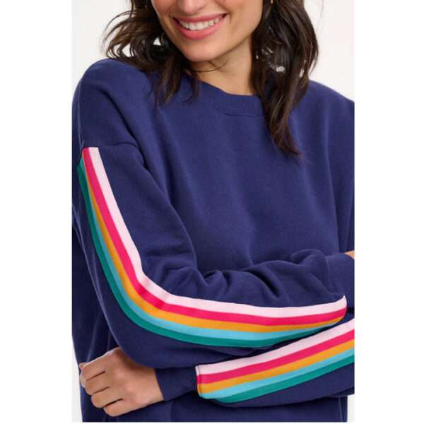 Noah Sweatshirt - Navy, Rainbow Trim - Sugarhill Brighton - Image 4