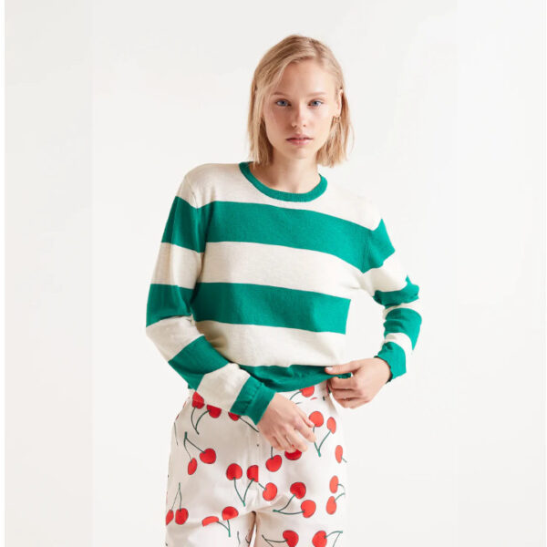 Green striped fine knit jersey - COMPANIA FANTASTICA