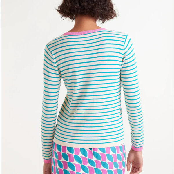 Green striped V-neck sweater - Compania Fantastica - Image 3