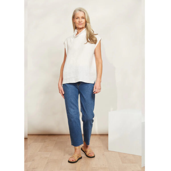 Halcyon button top white linen - EB & IVE - Image 6