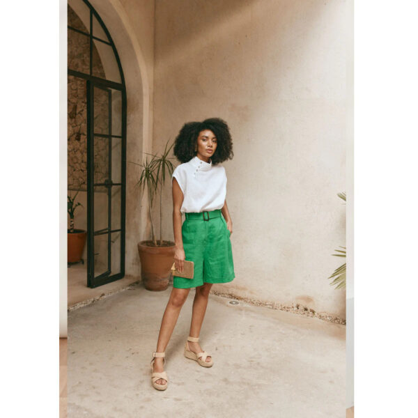 Halcyon button top white linen - EB & IVE - Image 2