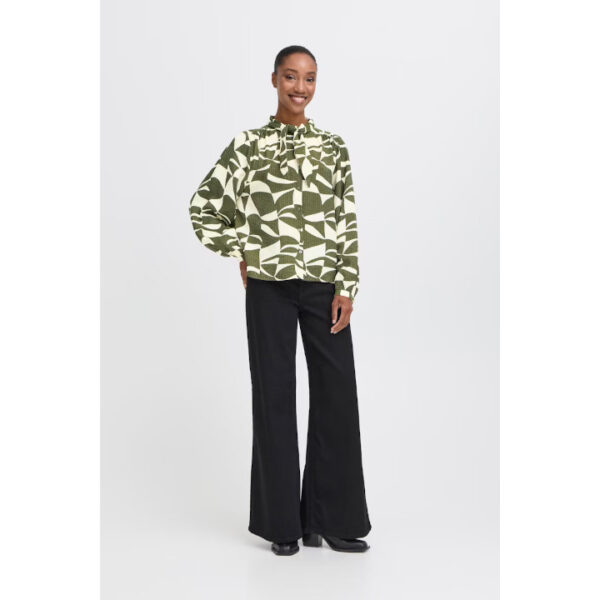 Lisadora blouse wavy green graphic  - ICHI - Image 3