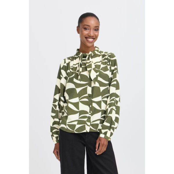 Lisadora blouse wavy green graphic  - ICHI