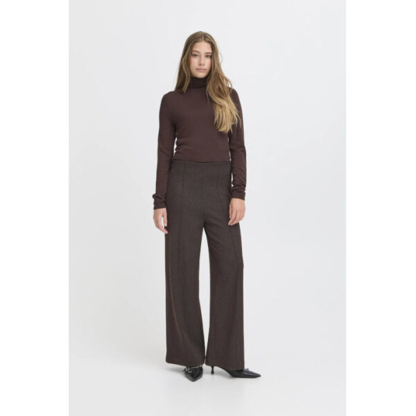 Kate jacquard trouser brown herringbone - ICHI