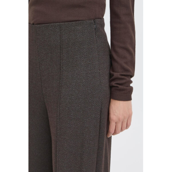 Kate jacquard trouser brown herringbone - ICHI - Image 3