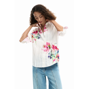 white shirt floral print design - DESIGUAL